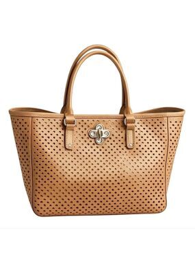MY Flat in London Brighton Leather Perforated Shoulder Bag Handbag Purse Large